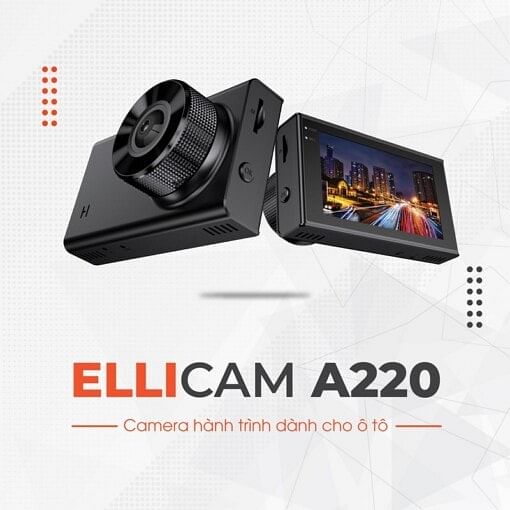 camera hành trình Ô tô cao cấp ellicam a220 (chất lượng 2k, quay Đêm + camera sau + wifi/gps)